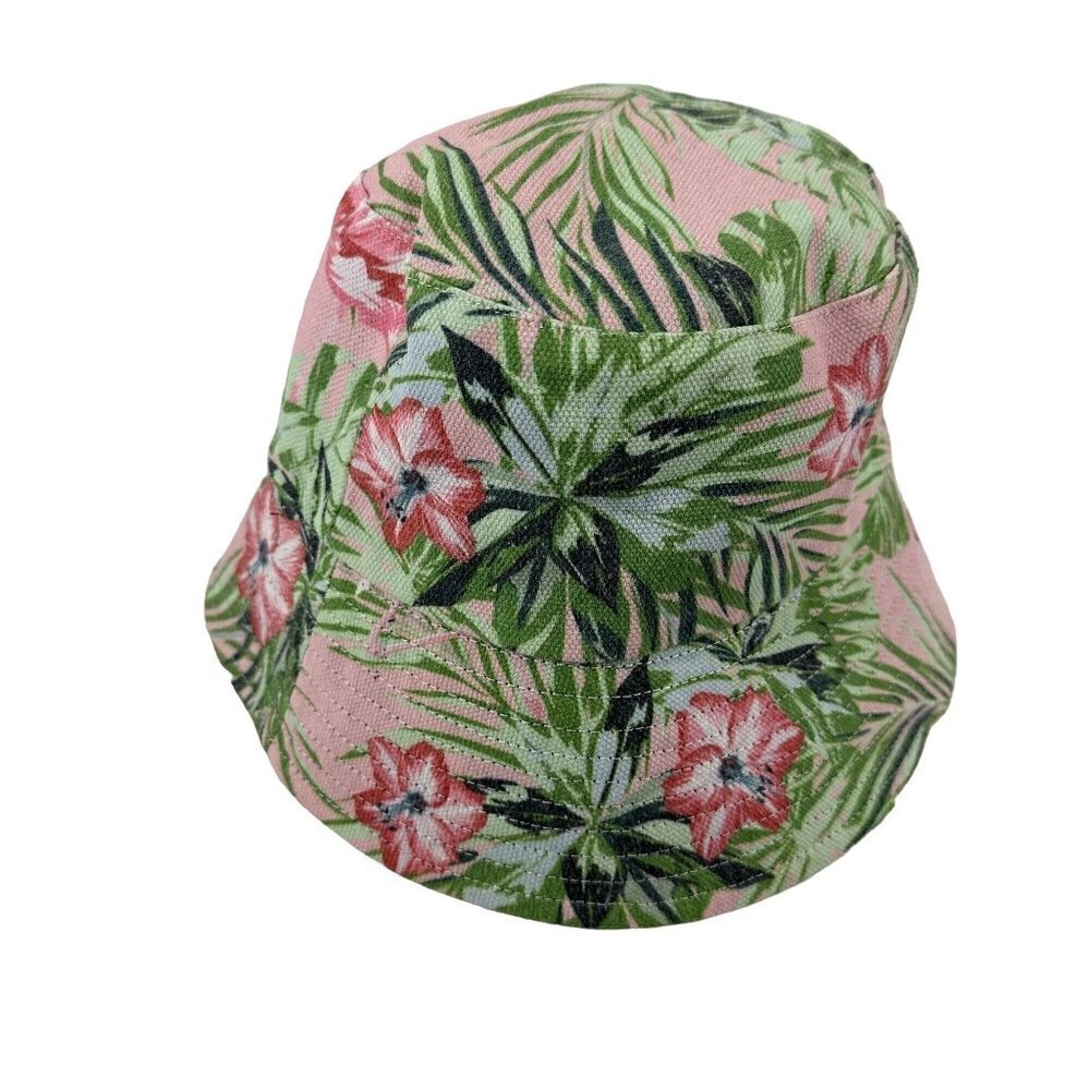 * Marcus Adler Tropical Floral Pink Bucket Hat Summer Vacay Beach Sun Hat
